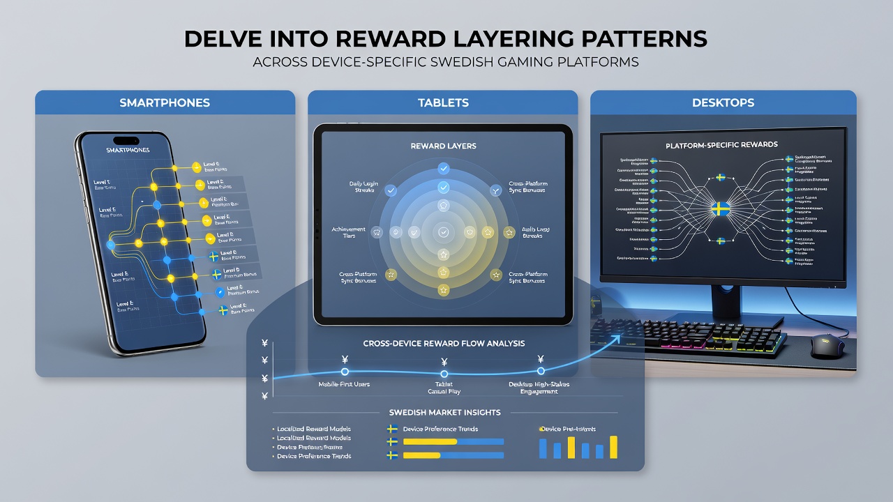 Comparison chart of mobile versus desktop reward layering sequences on regulated Swedish platforms